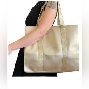 Jimmy Choo Parfumes gold tote with metallic gold straps